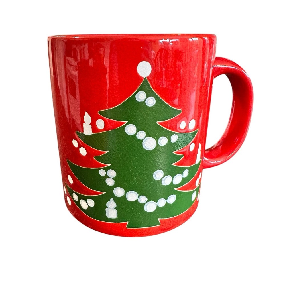 WAECHTERSBACH WEST GERMANY RED CHRISTMAS TREE CERAMIC COFFEE CUP MUG  1979